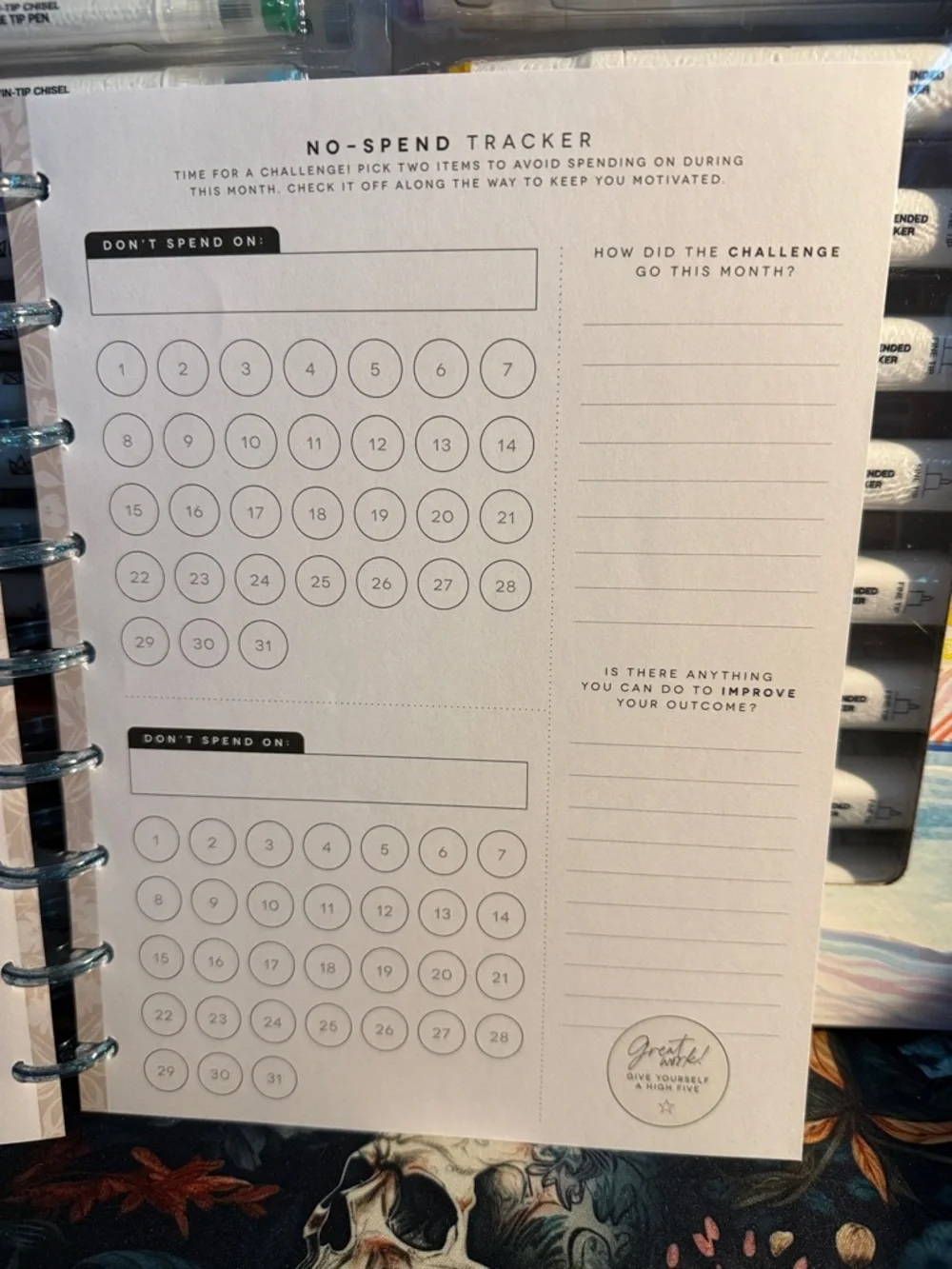 Happy planner budget guts with glitter discs - classic size -see pics